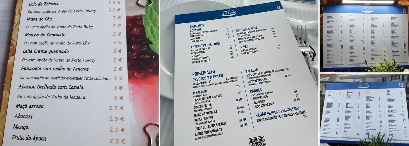 Canastra do Fidalgo Menu