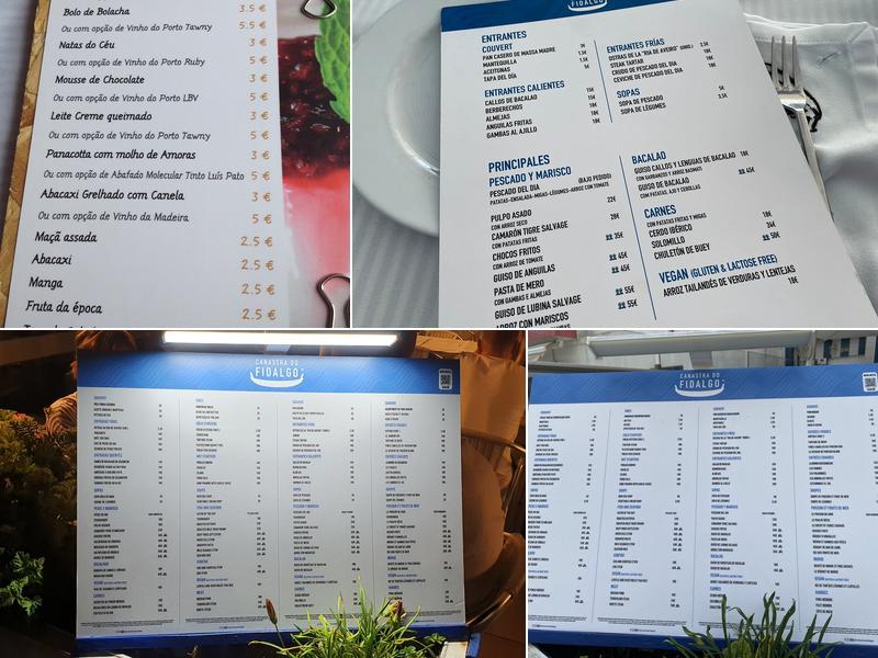 Canastra do Fidalgo Menu