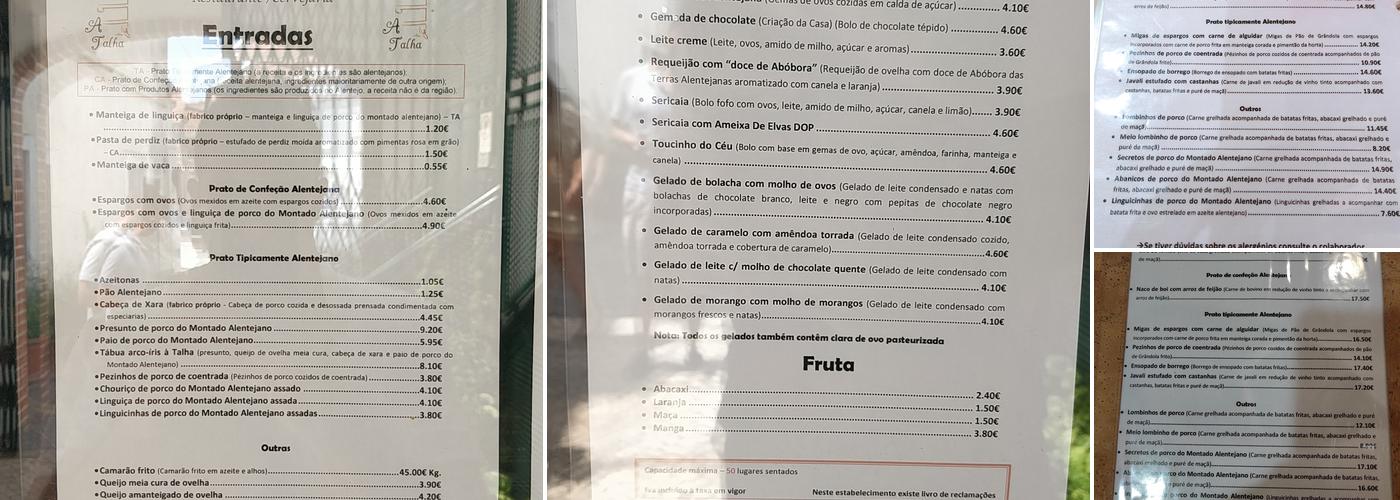 A Talha De Azeite Menu