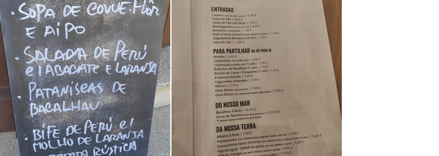 Taberna Santo António Menu