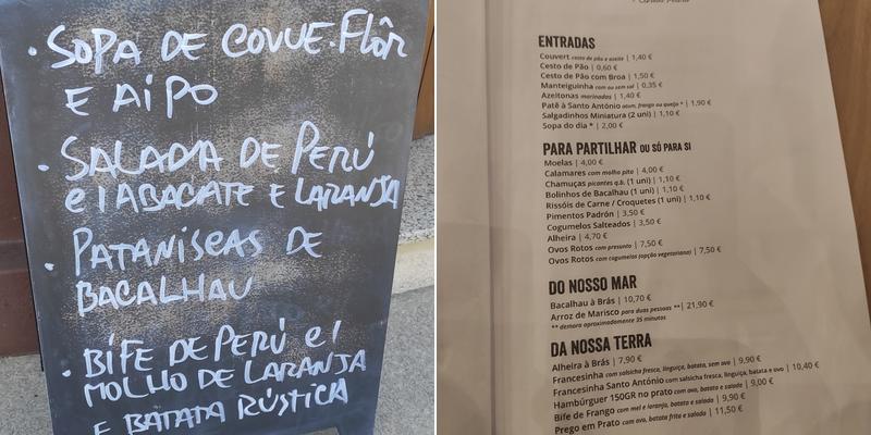 Taberna Santo António Menu