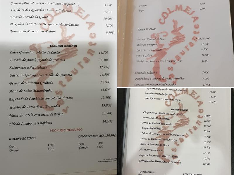 Restaurante Colmeia Menu