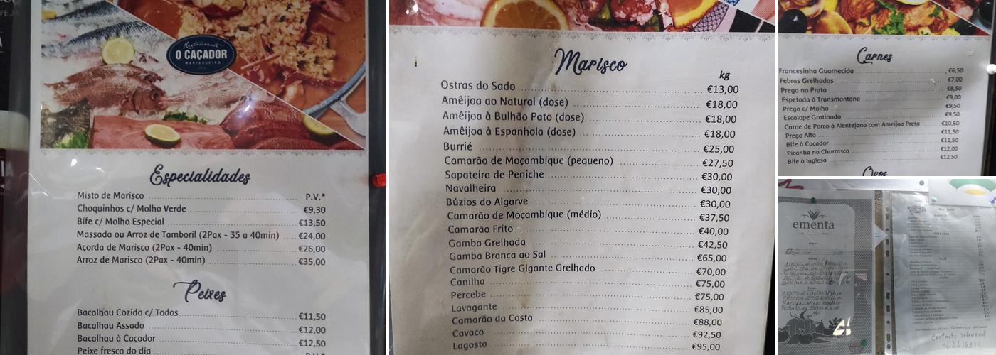 Restaurante Marisqueira CONVÍVIO Menu