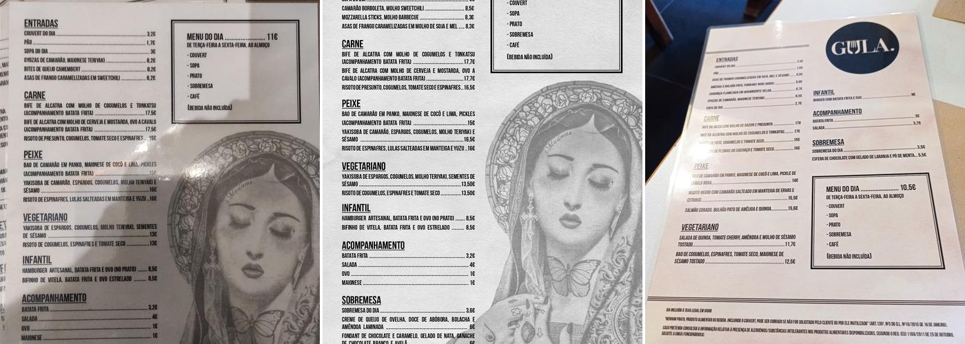 GULA. Menu