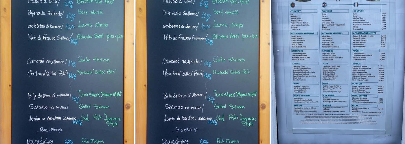 Alfredo dos Frangos Menu