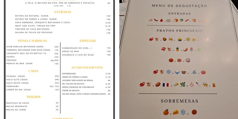 Hell's table Menu