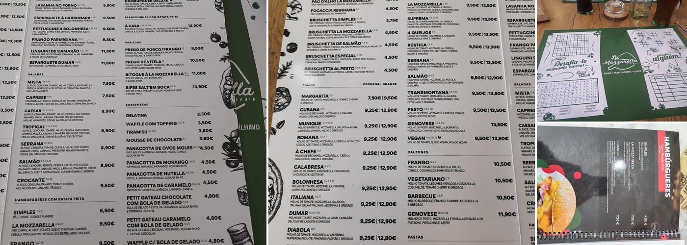 La Mozzarella Ílhavo Menu