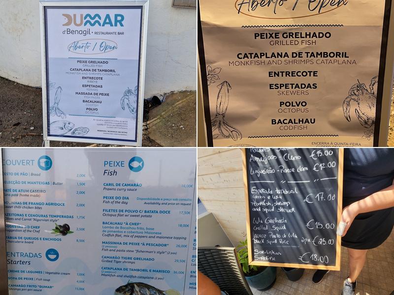 Dumar d’benagil Menu