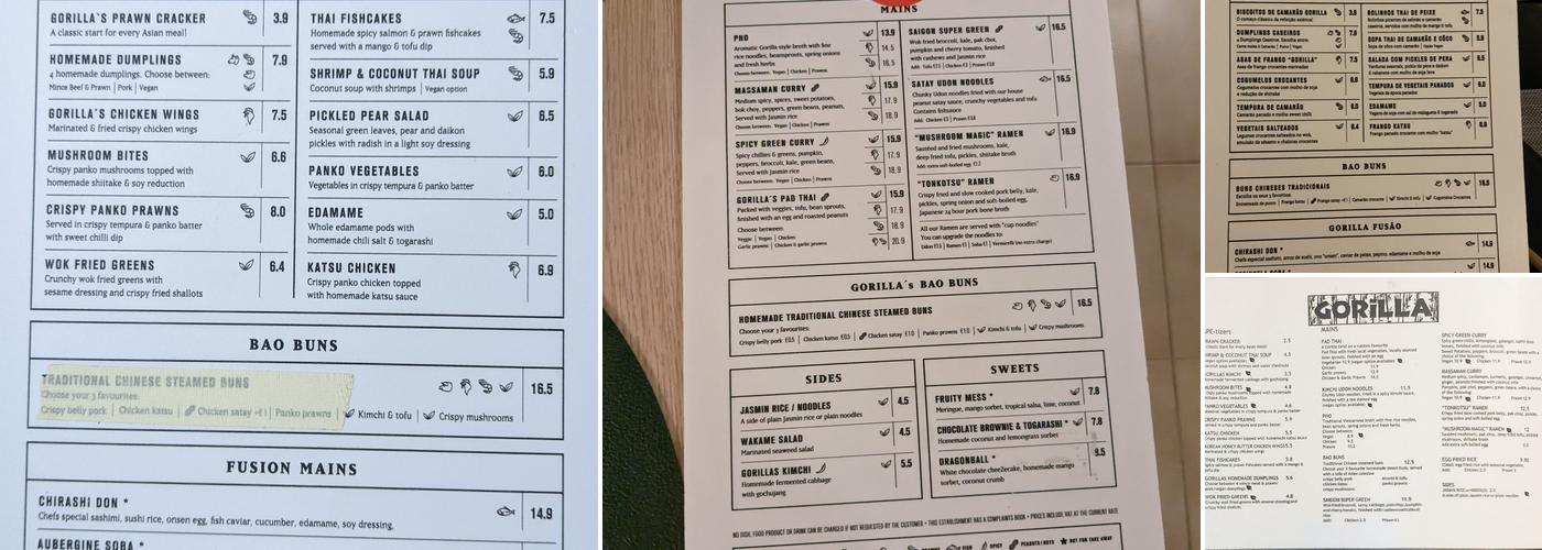 Gorilla Menu