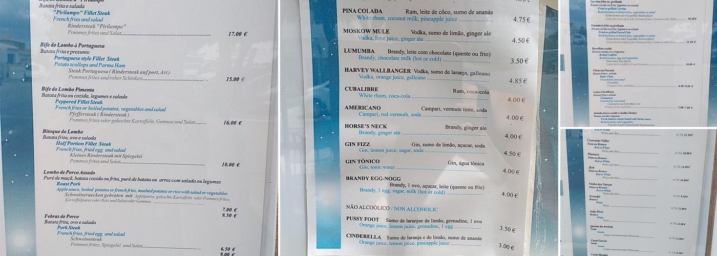 Snack-bar O Pirilampo Menu