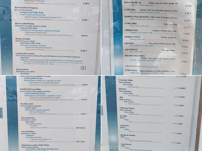 Snack-bar O Pirilampo Menu