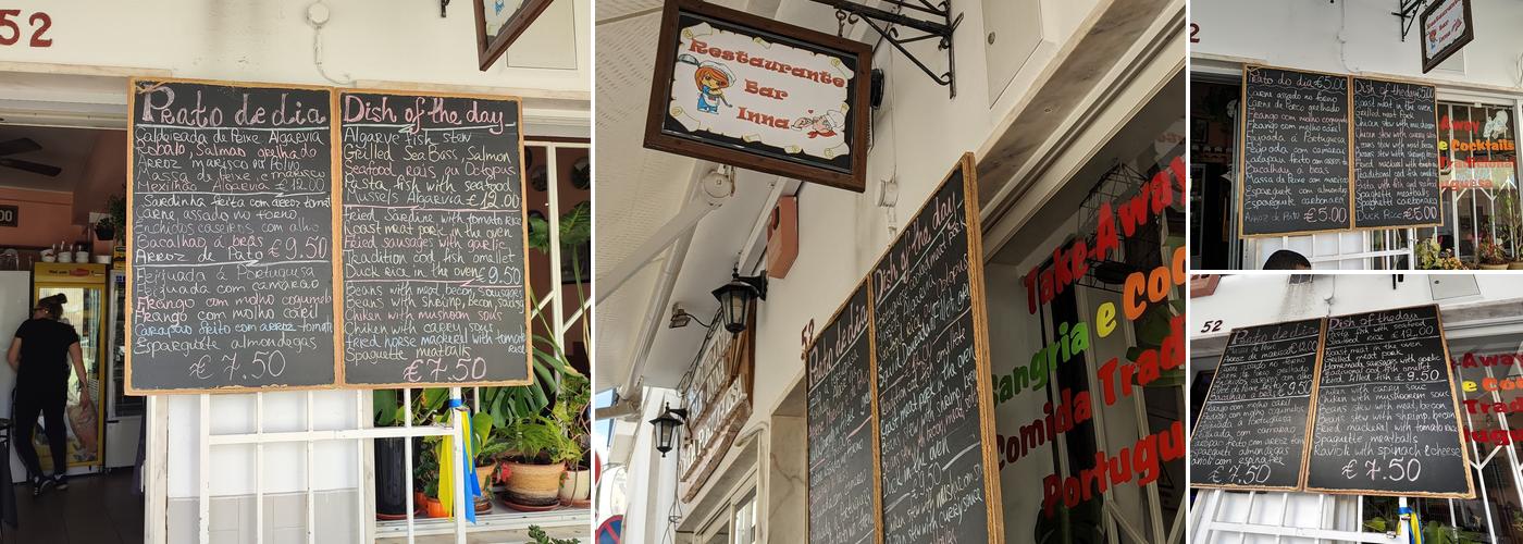 Restaurante Bar Inna Menu