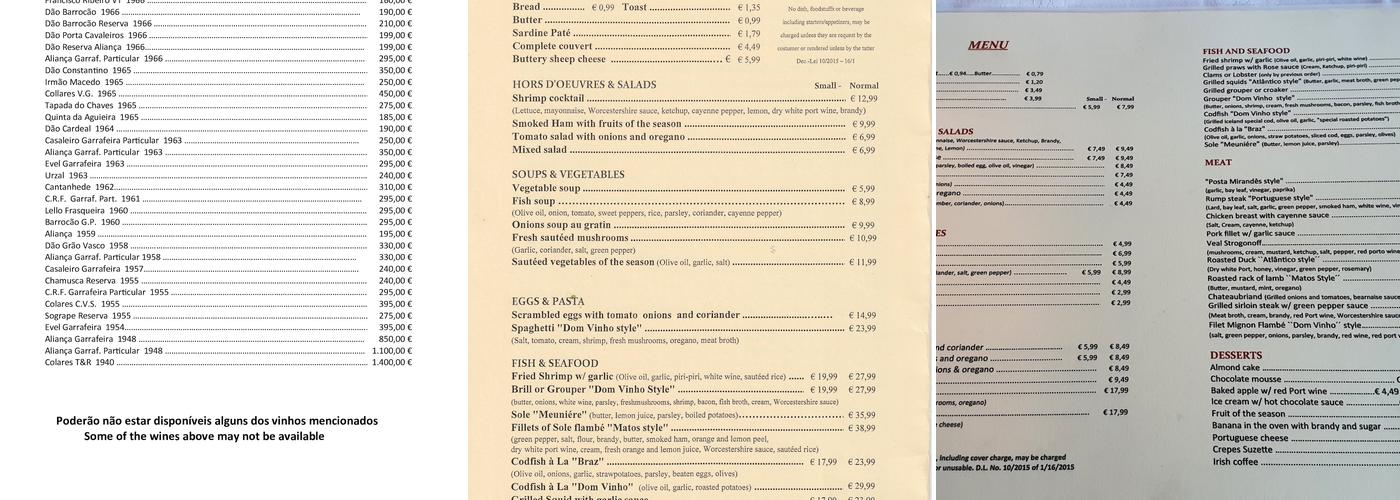 Dom Vinho Menu