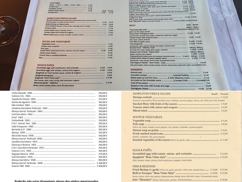 Dom Vinho Menu
