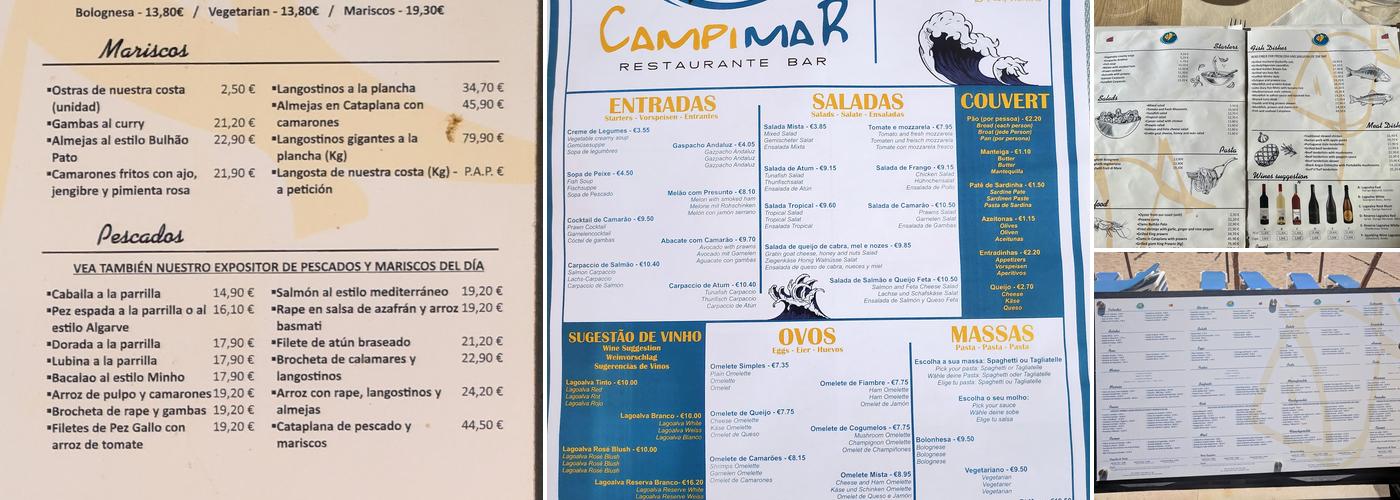 Campimar Menu