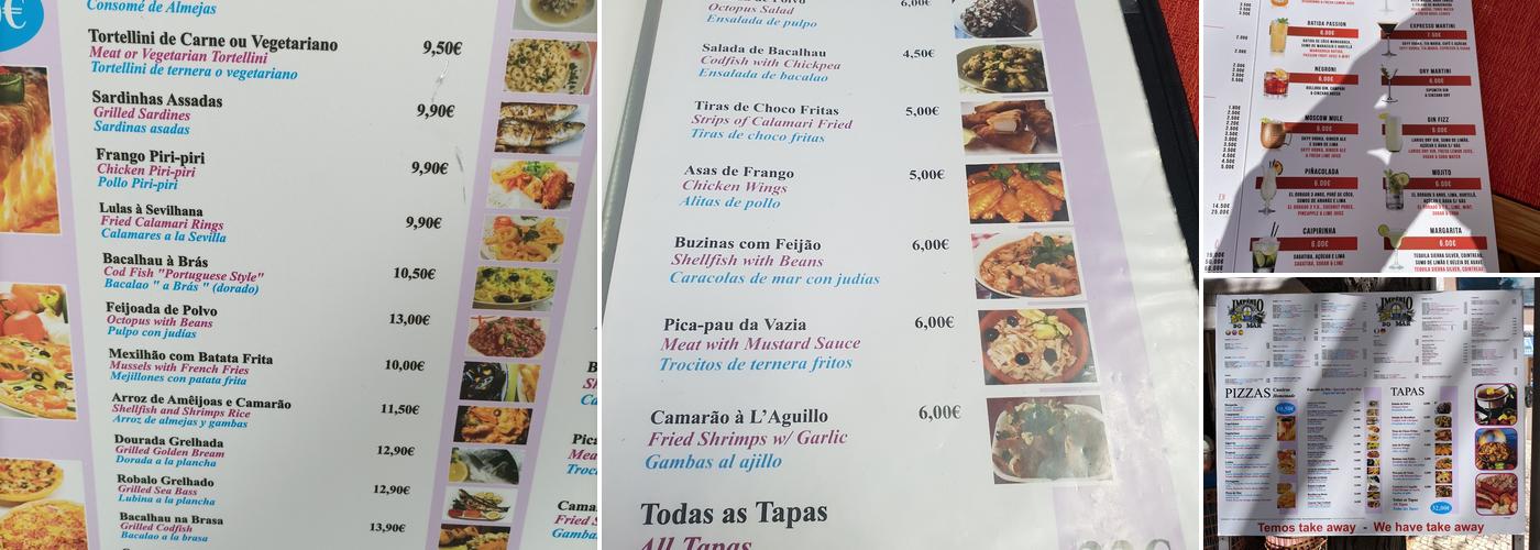 Império do Mar Menu