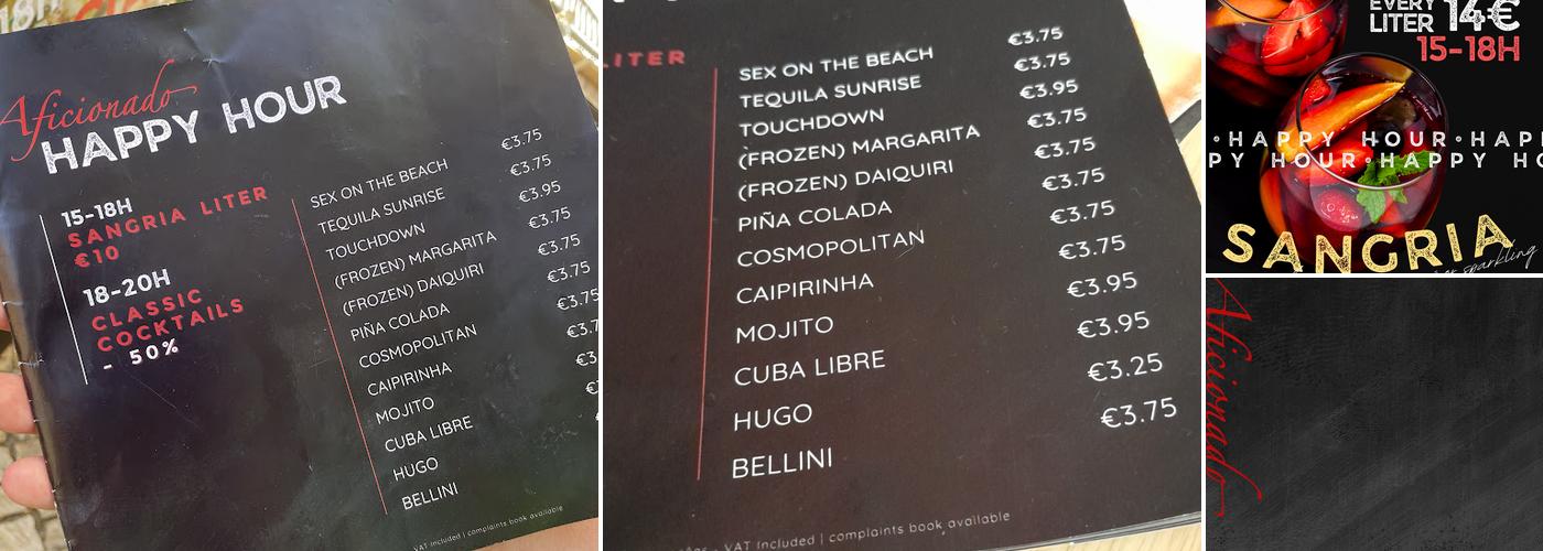 Aficionado Menu
