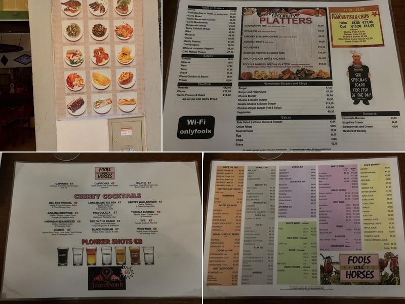 Fools and Horses Menu