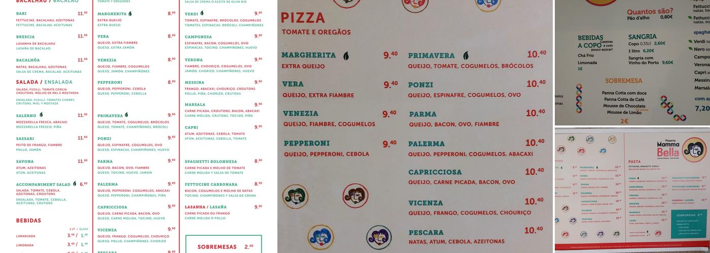 Mamma Bella Menu