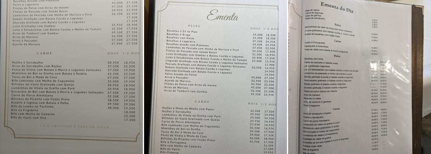 O Sarrabulho Menu