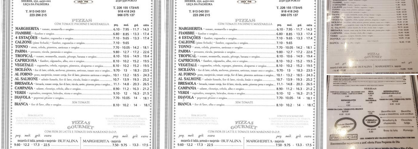 PIZZARIA Al forno Menu
