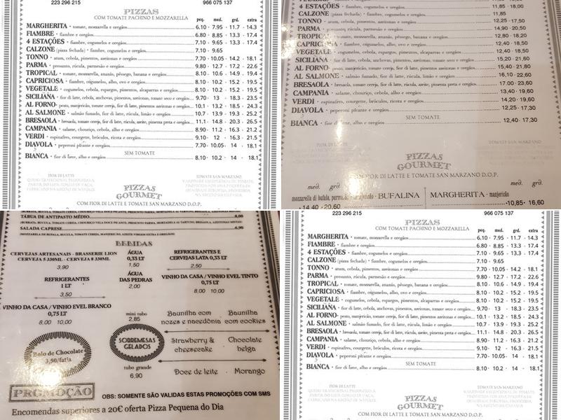 PIZZARIA Al forno Menu