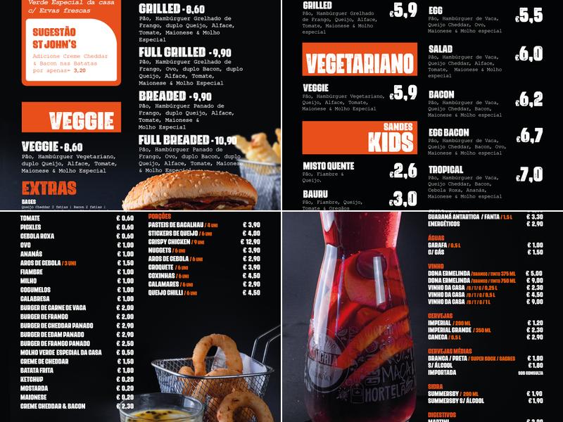 Saint John's Burger Menu