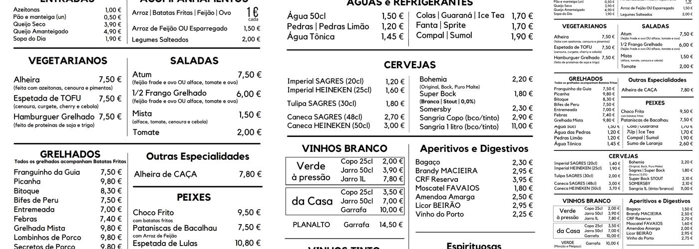 O Brasinhas (Miraflores) Menu
