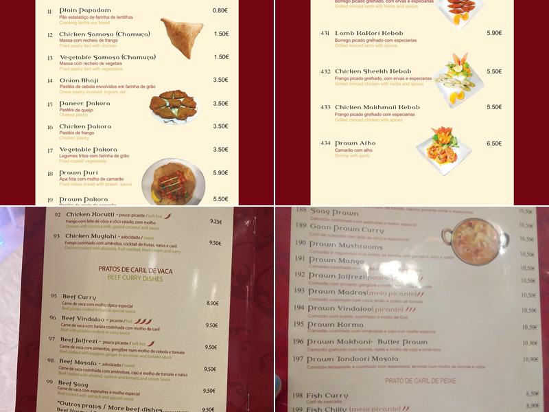Restaurante Indiano Goa Darbar - Cacilhas Menu