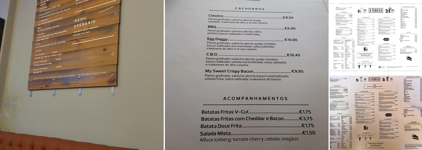 A Fábrica Menu