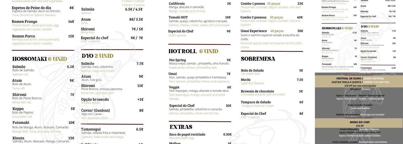 UMAI - Gastrobar & Sushibar Menu