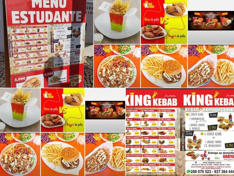 King kebab Loulé Menu