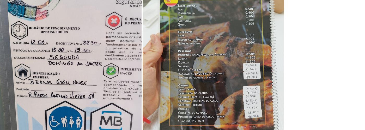 Brasas Churrasqueira Grill House Take Away Menu