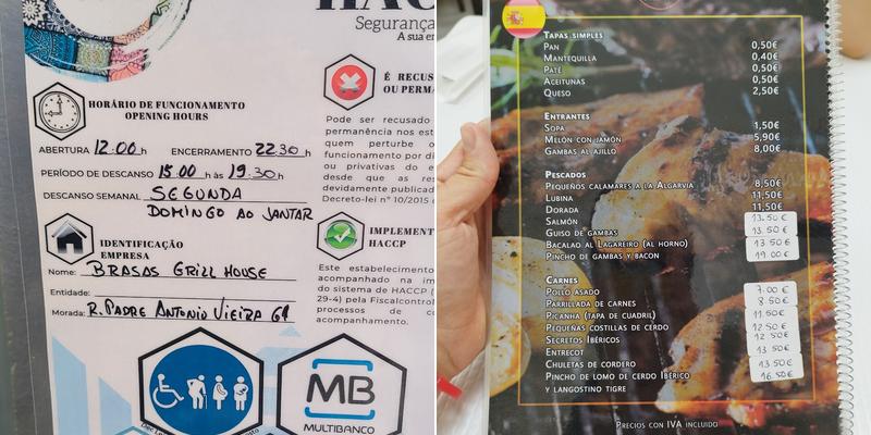Brasas Churrasqueira Grill House Take Away Menu