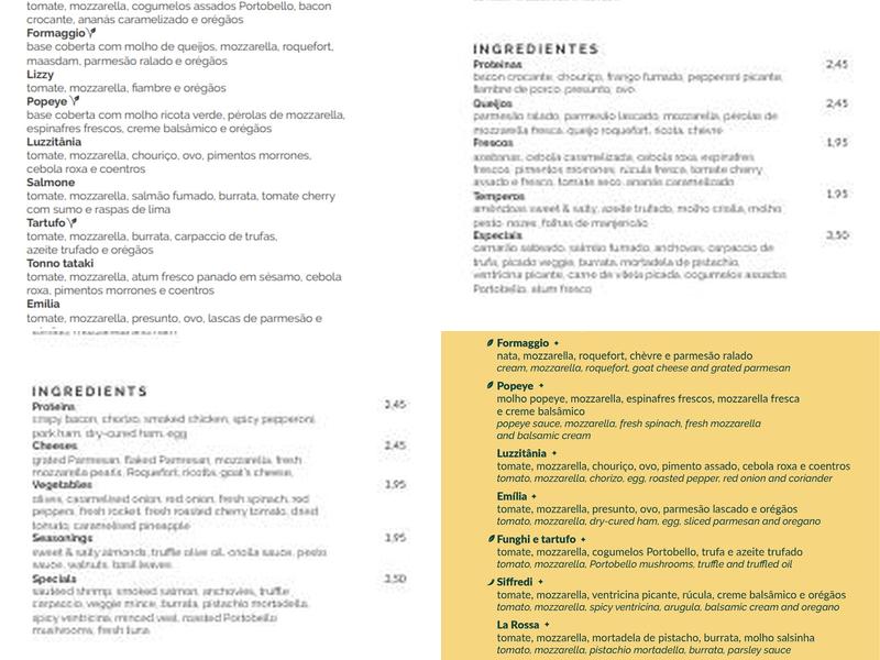 Pizzaria Luzzo Menu