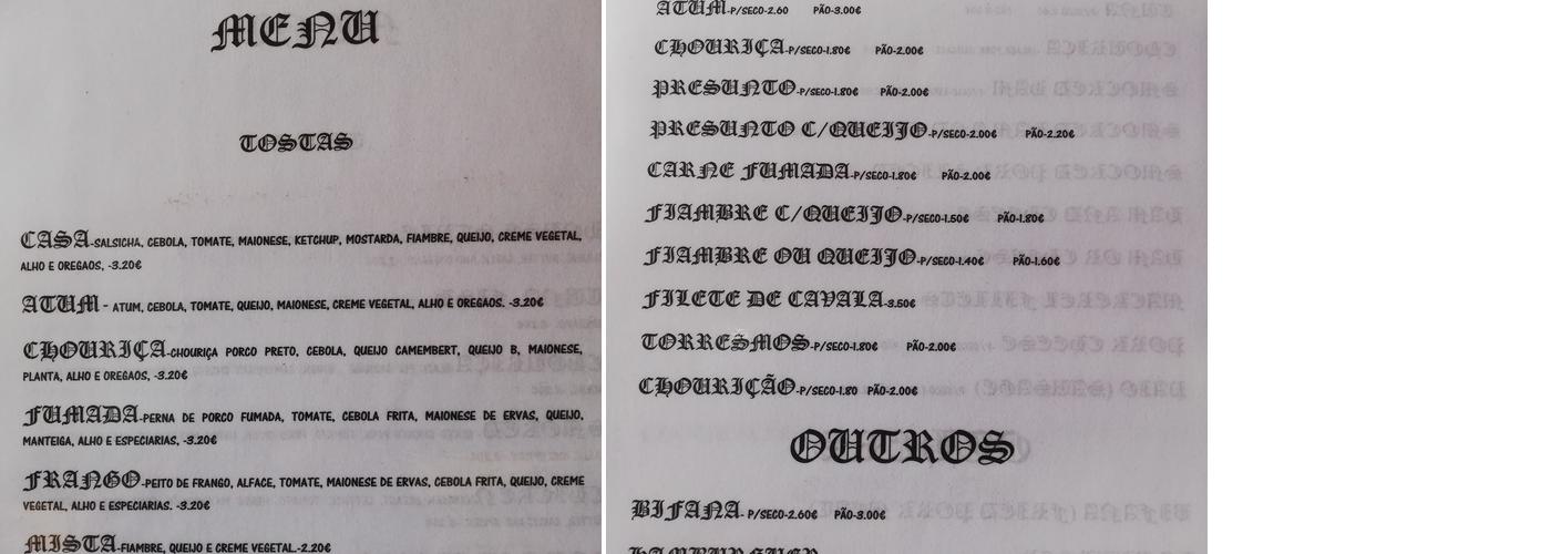 A Taberna Do Patilhas Menu