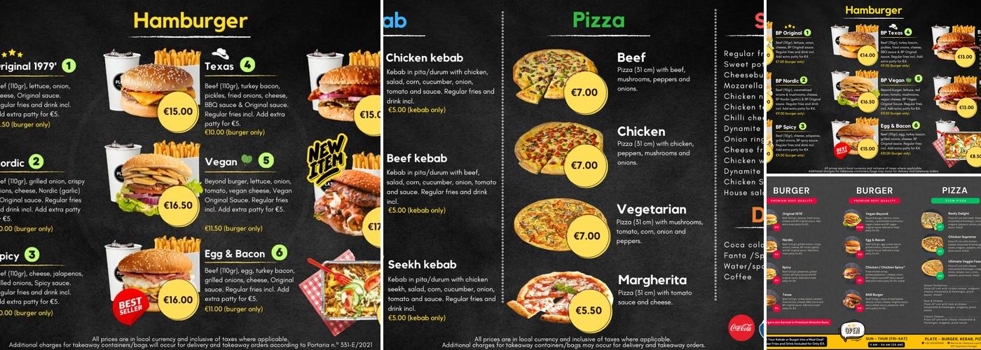 Burger Plate Menu