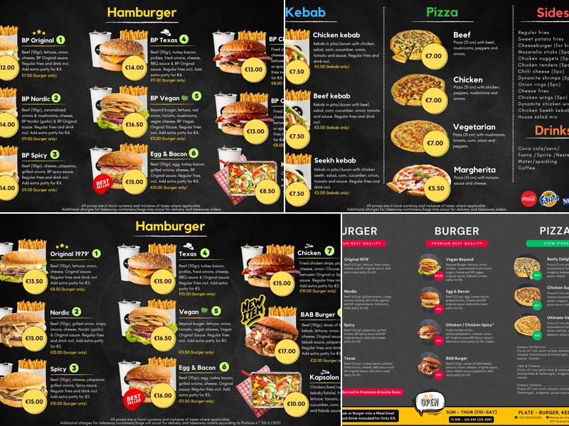 Burger Plate Menu