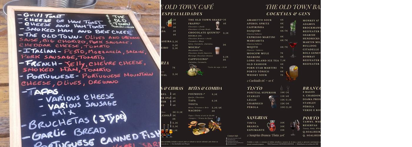 The Old Town Menu