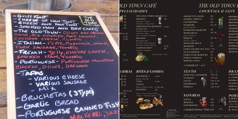 The Old Town Menu