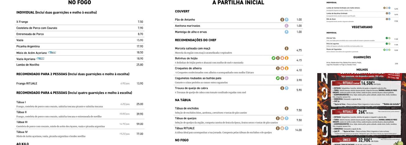 Rituale Bar & Grill Menu