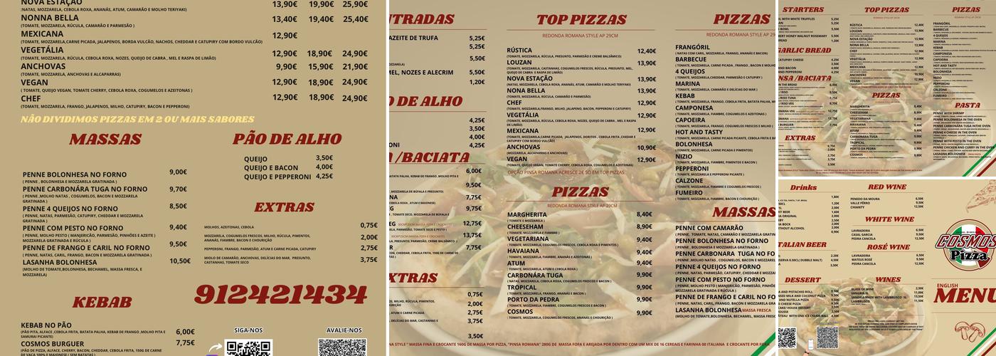 Cosmos Pizza Menu