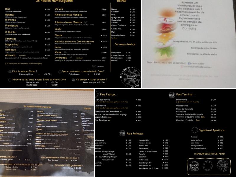 O Hamburguer da Vila Menu