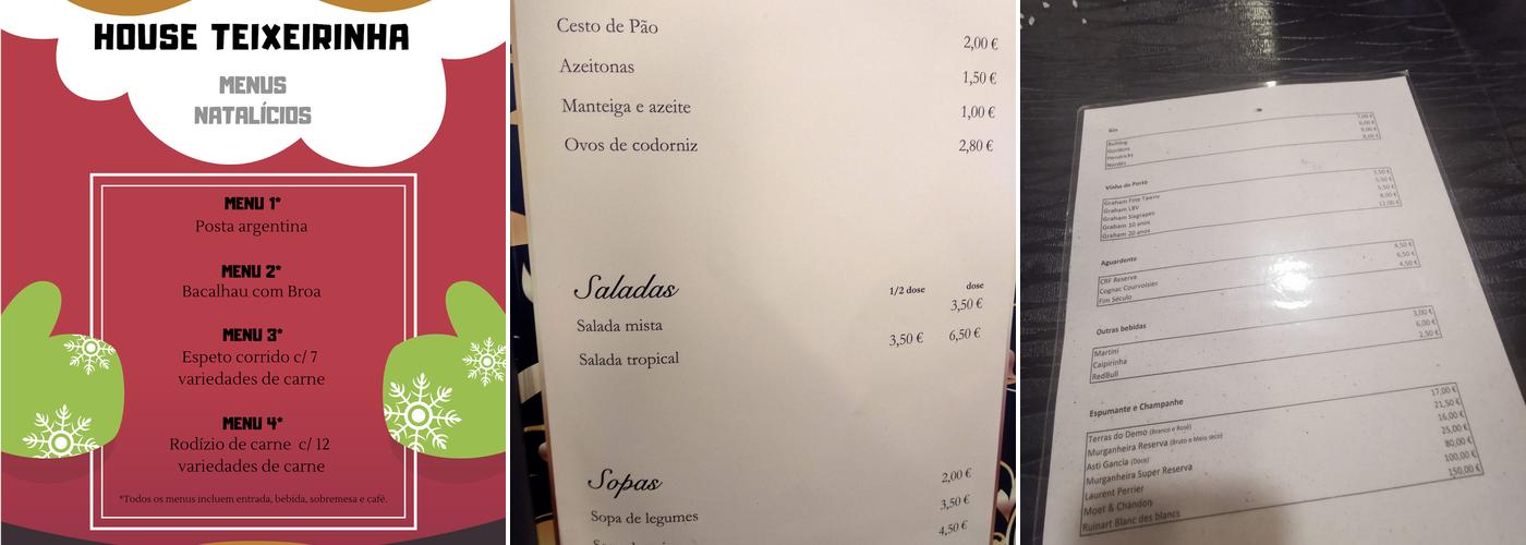 House Teixeirinha Menu