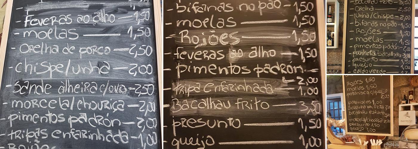 Adega regional Casa Da Eira (Castêlo da Maia) Menu