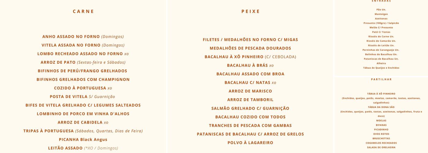 Xô Pinheiro Food & Drinks Menu