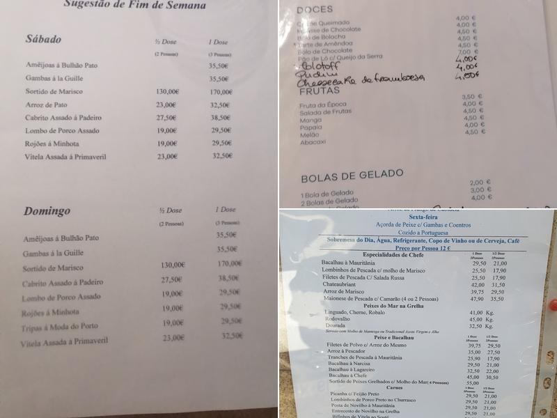 Restaurante Mauritânia (Mauritânia Matosinhos) Menu