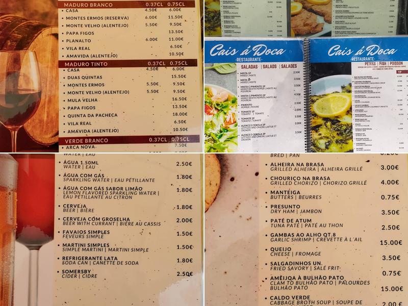 Restaurante Cais à Doca Menu