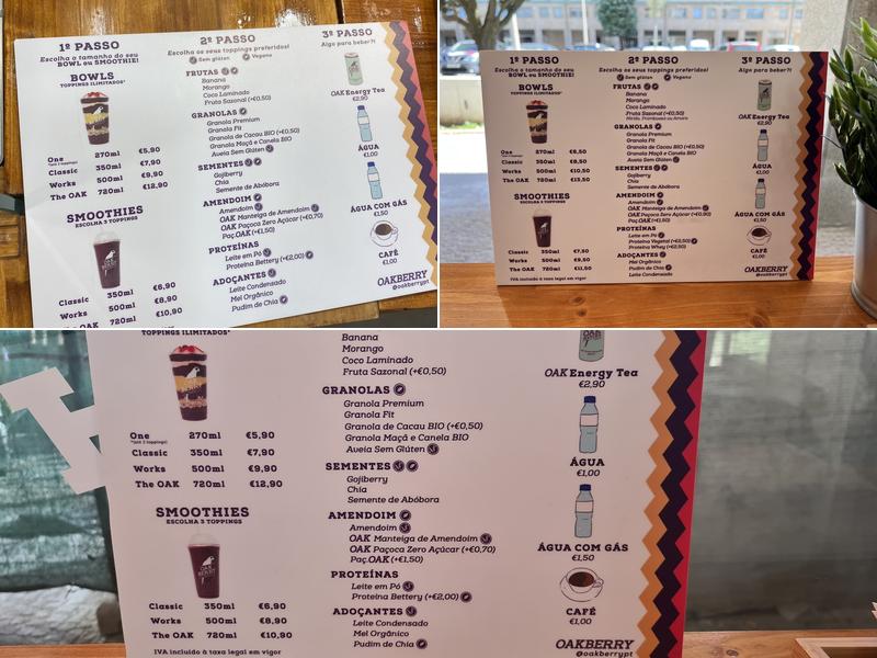 Oakberry Açaí - Matosinhos Menu