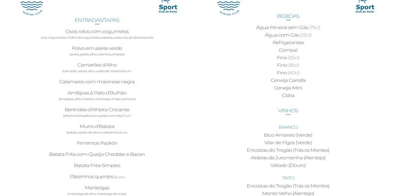 Restaurante D'Proa Menu